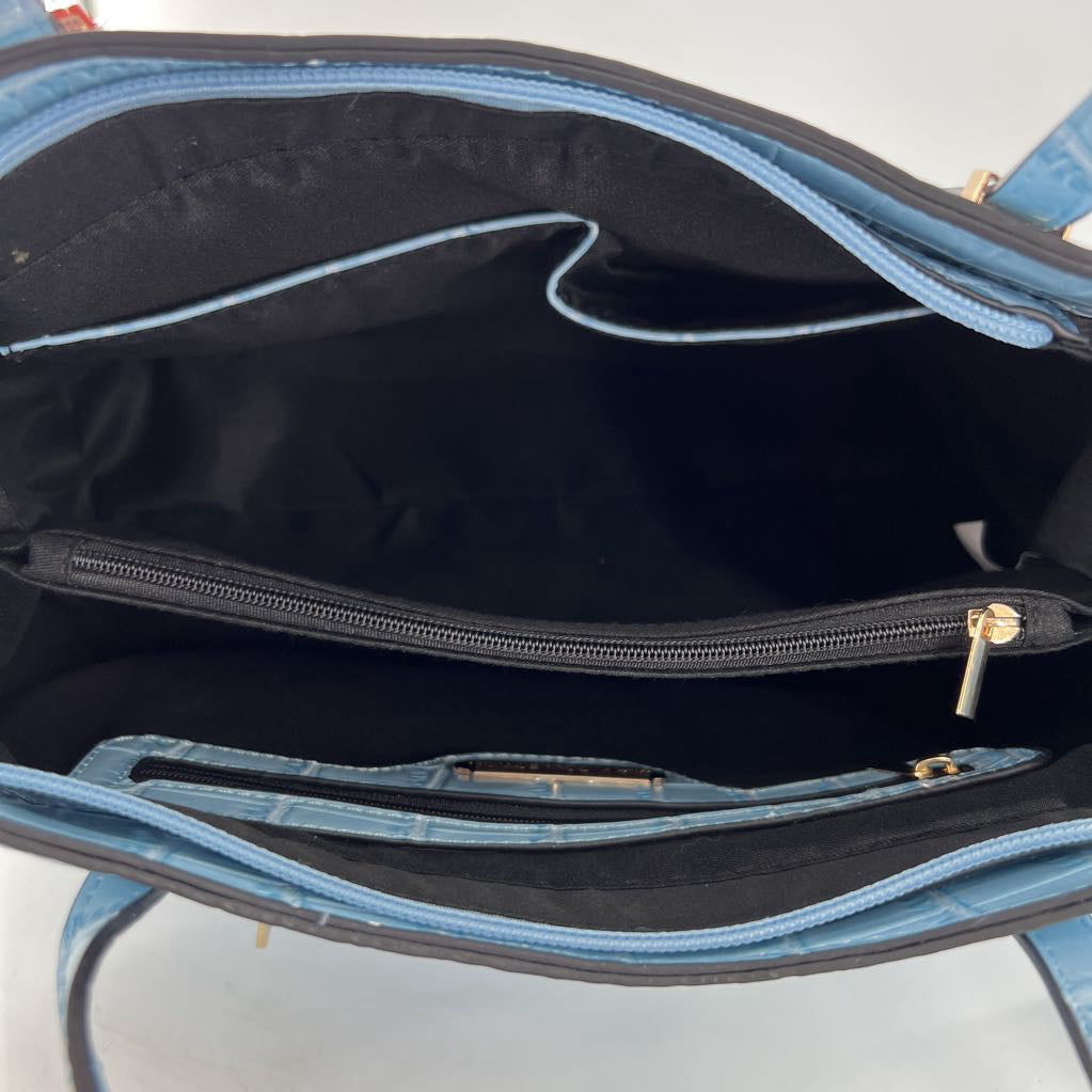 faux croc-embossed dual handle satchel