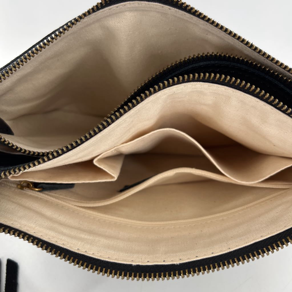 leather triple compartment crossbody