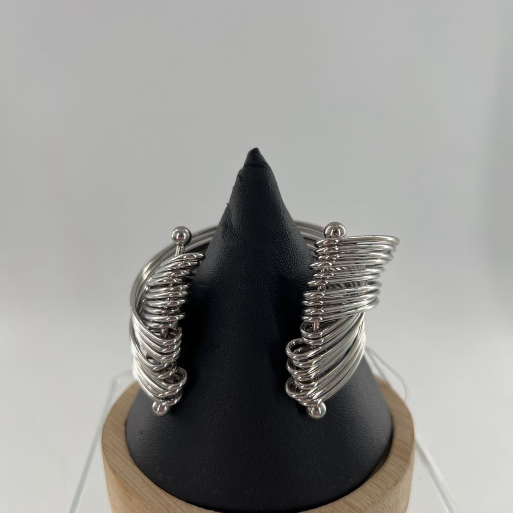 silver tone twist cuff bracelet