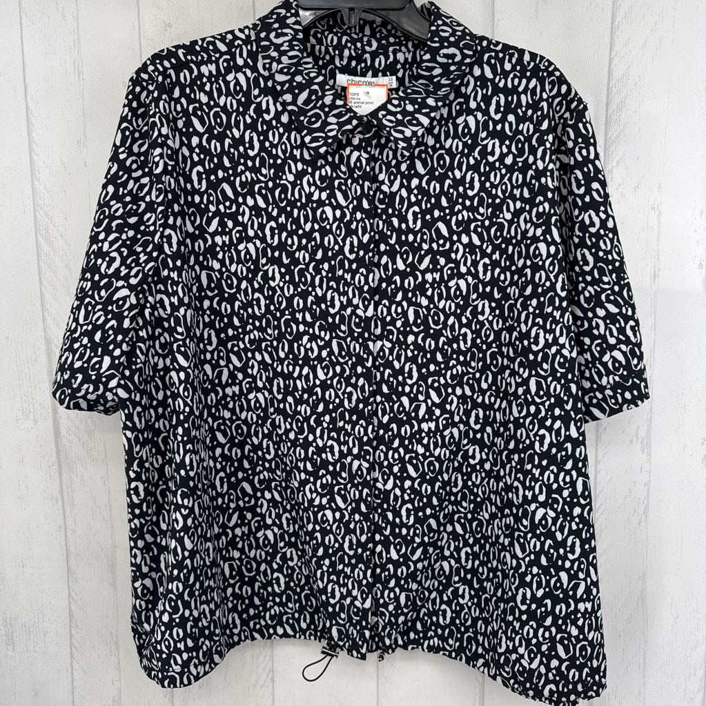 18 animal print button down s/s top