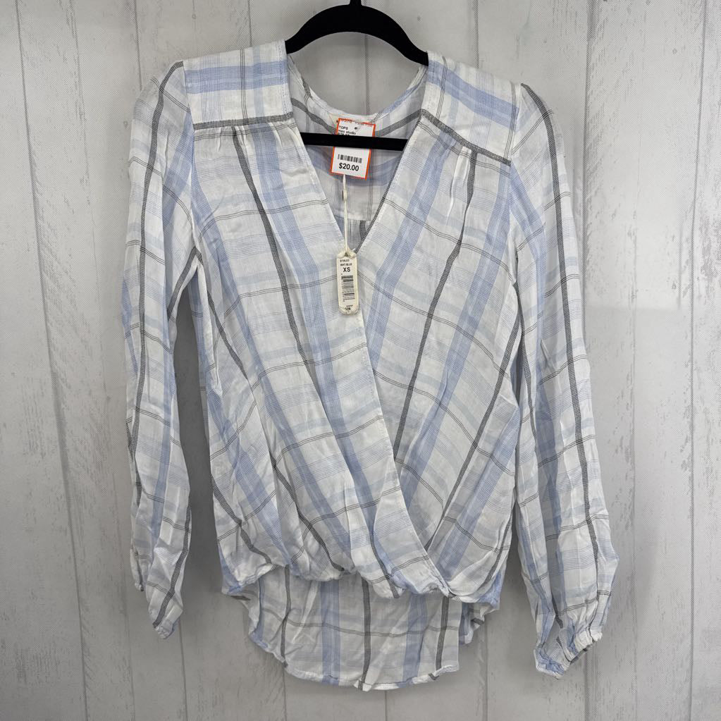 R78 XS plaid crossover hi-lo l/s top