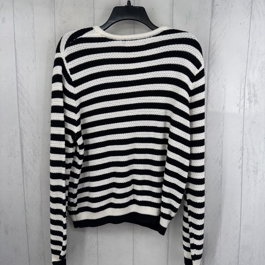 L striped button down sweater
