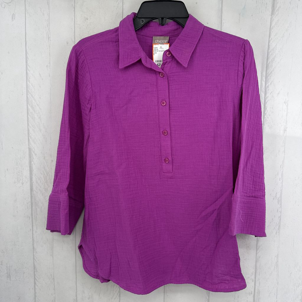 R70 S 1/2 button down 3/4 slv top
