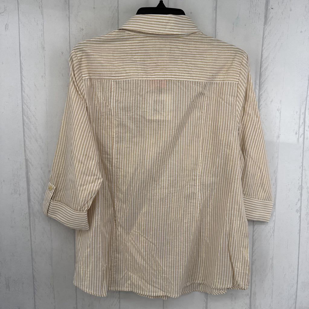 R89 M striped 1/2 zip 3/4 slv top