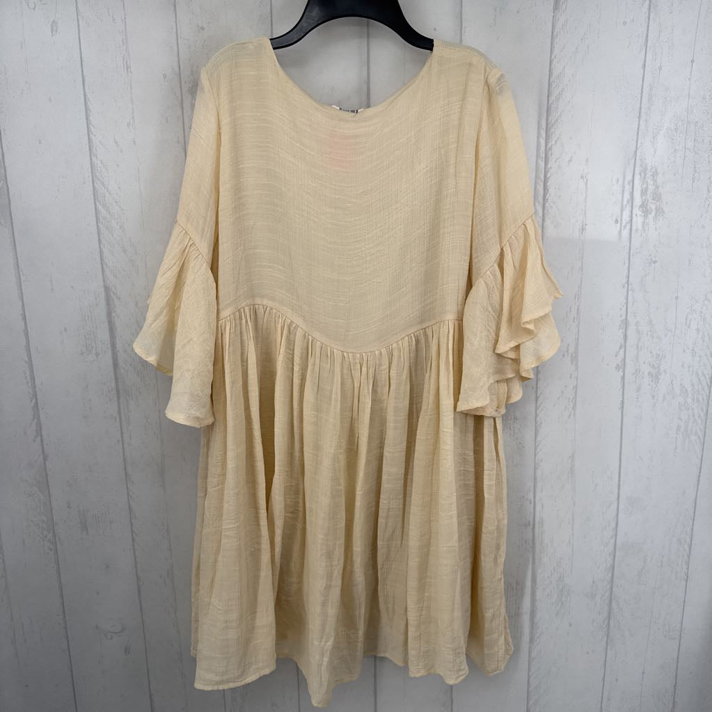 M flo embroidered ruffled slv dress