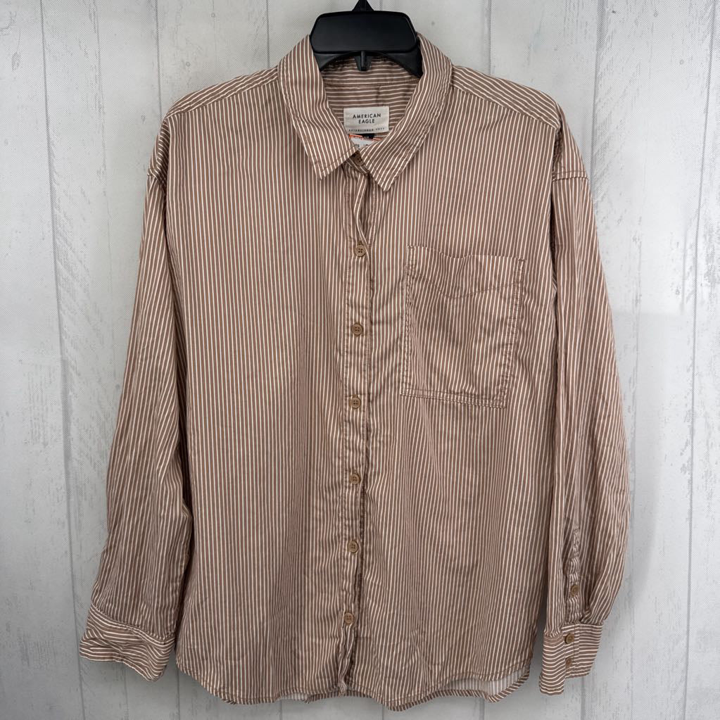 M striped button down l/s top