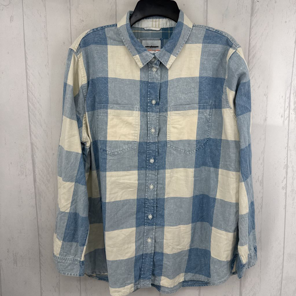 M plaid button down l/s top