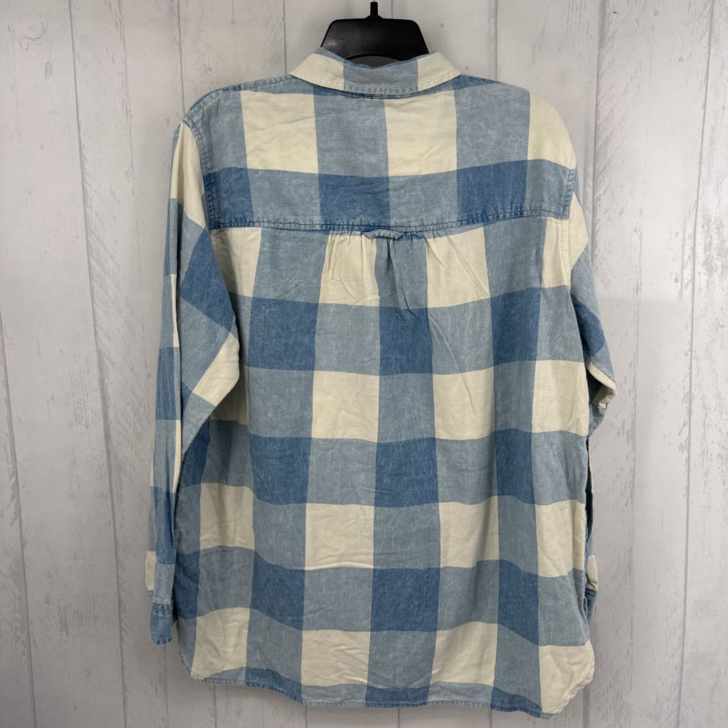 M plaid button down l/s top