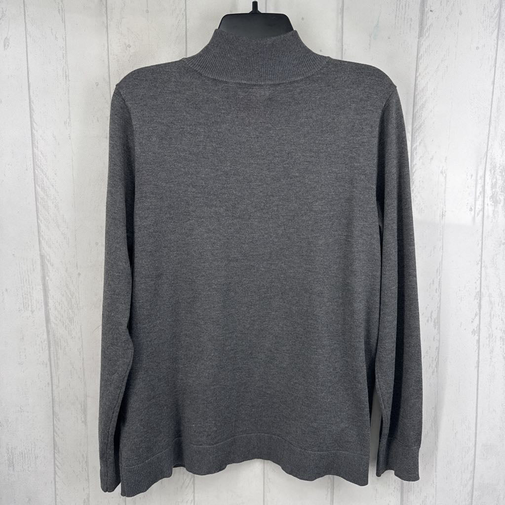 M silver button detail mock neck sweater
