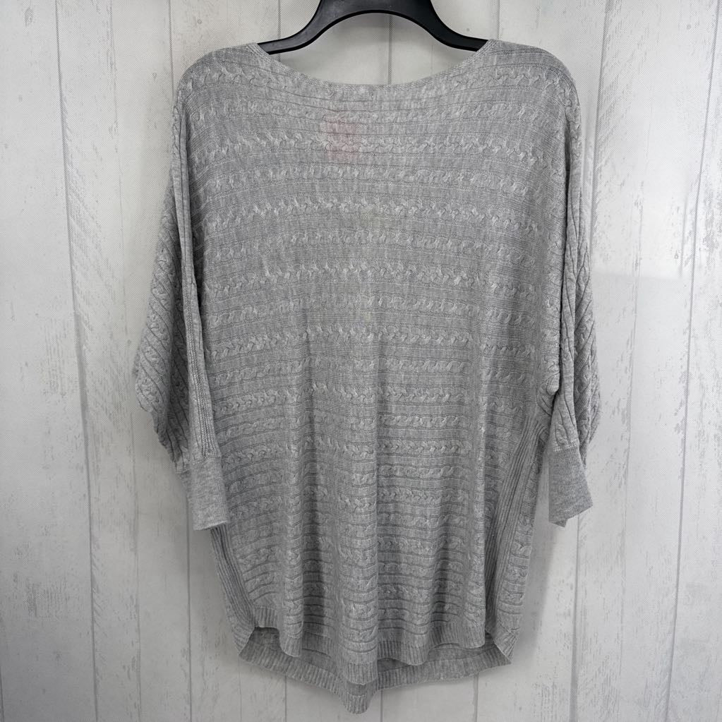 L cable knit bateau neck 3/4 slv sweater