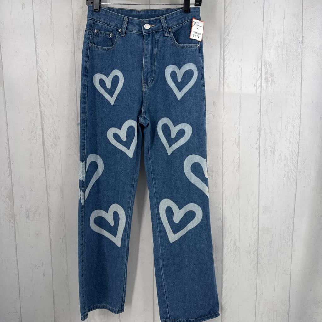 S heart print jeans