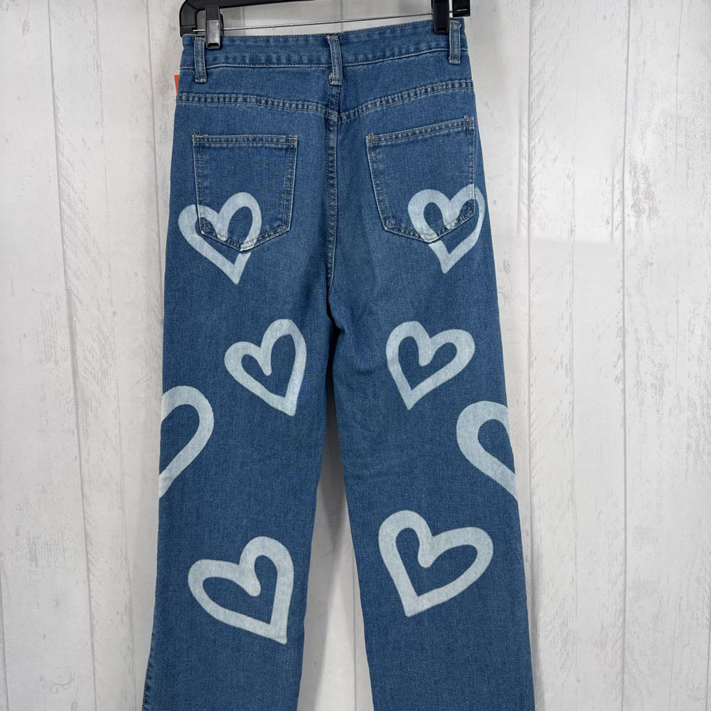 S heart print jeans