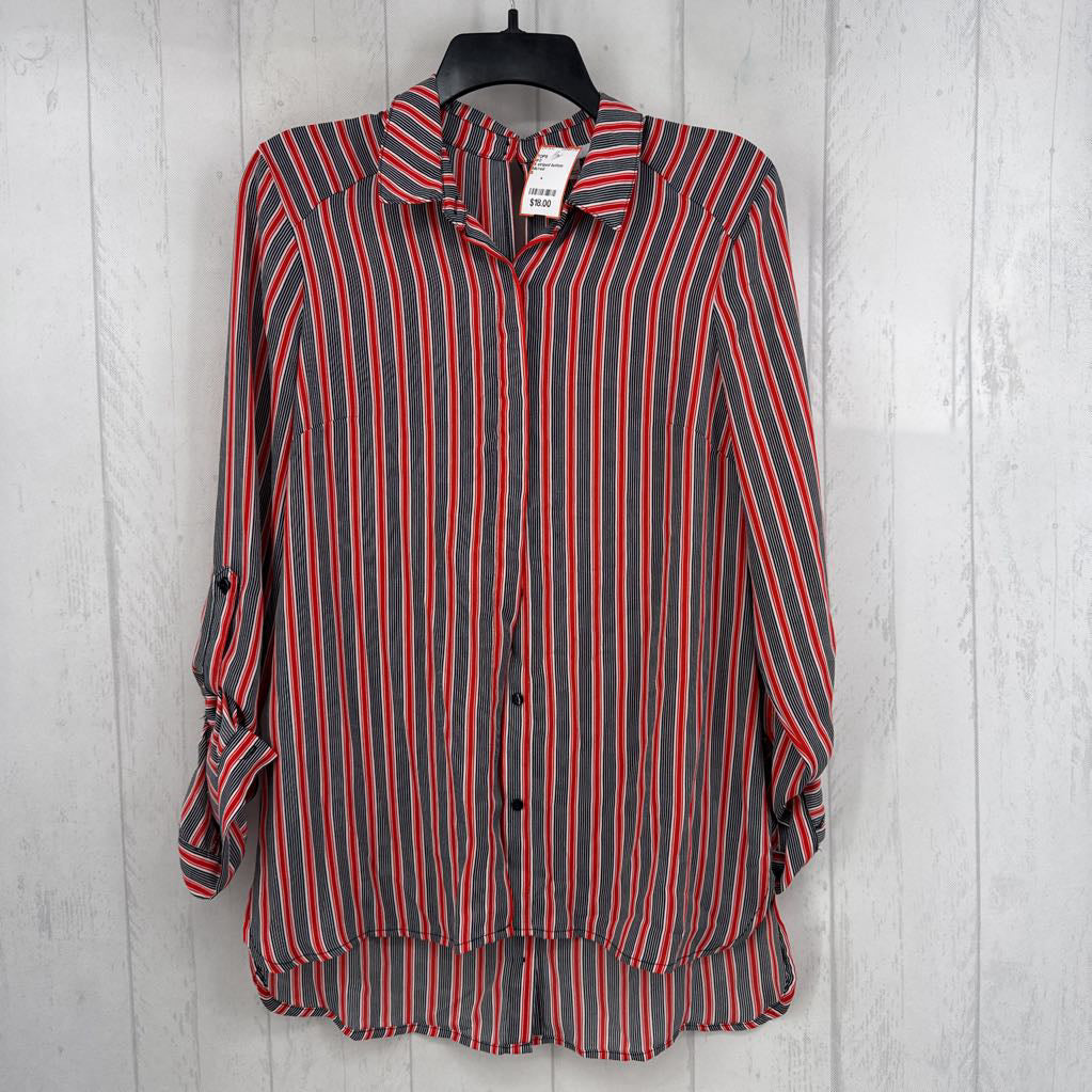 S striped button down l/s top