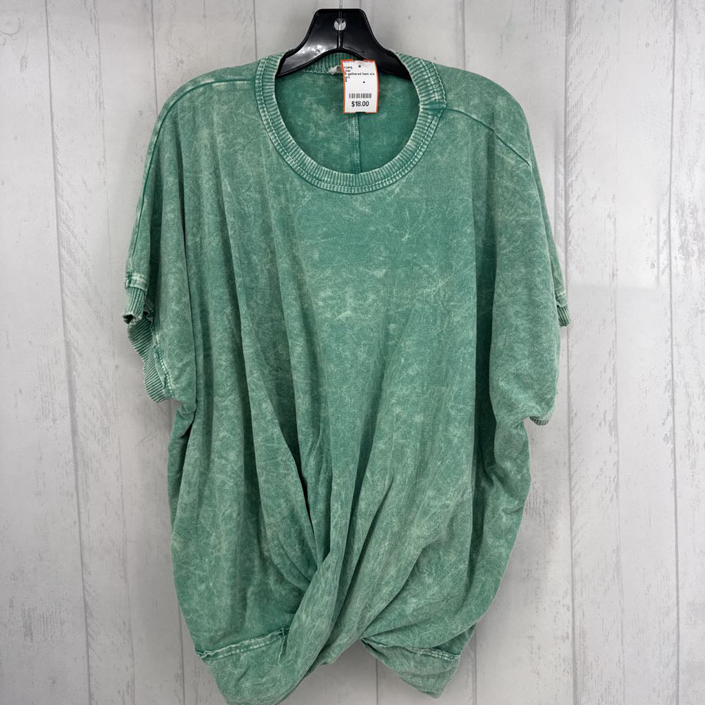 S gathered hem s/s top