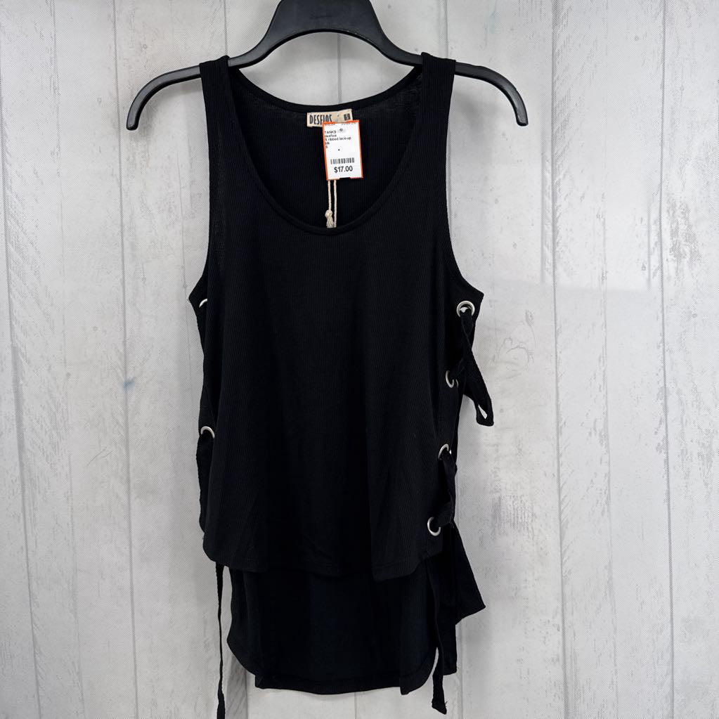 S ribbed lace-up sides tank