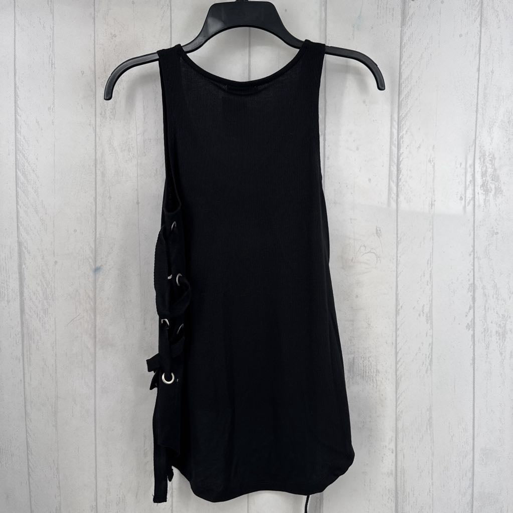 S ribbed lace-up sides tank