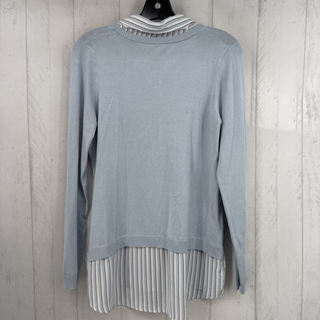 M striped accent layered l/s top