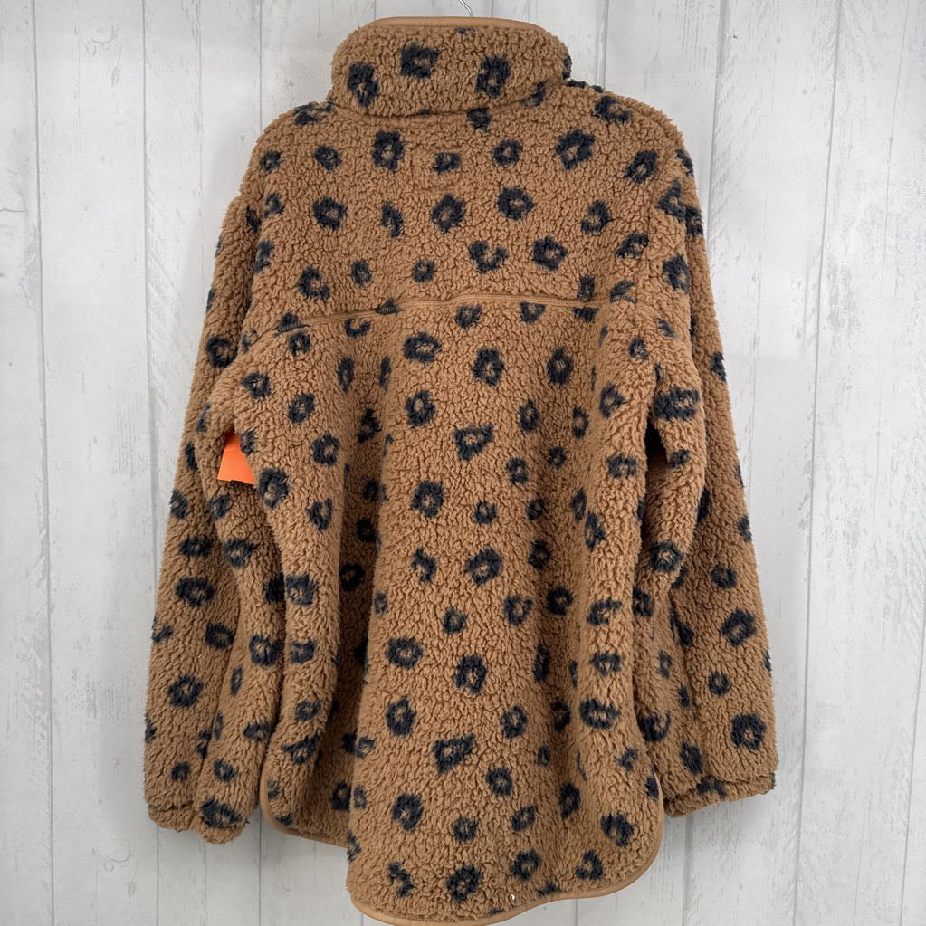 XL animal print sherpa quarter zip pullover