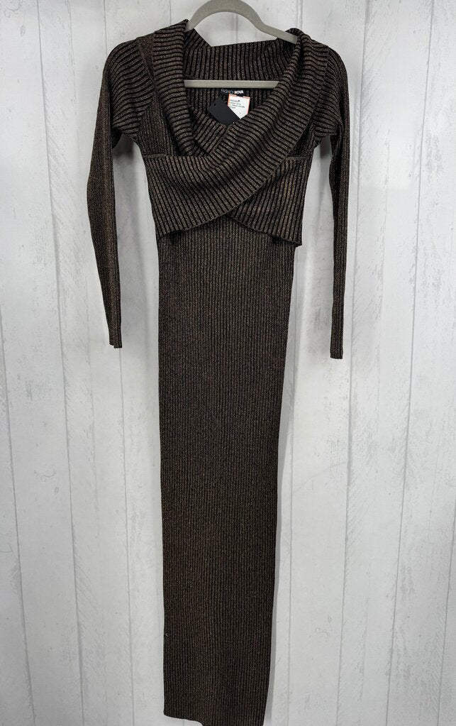 XL ribbed metallic l/s dress