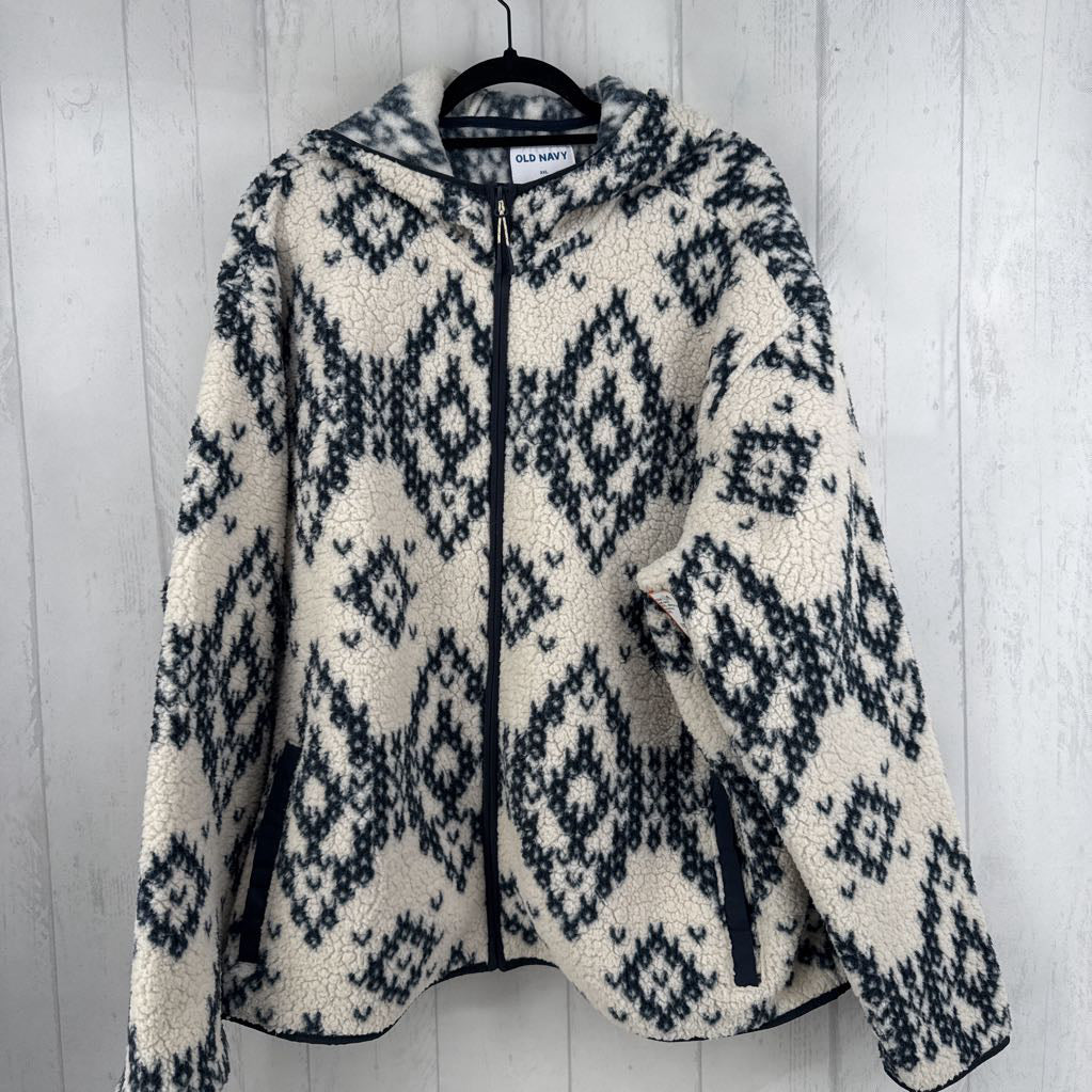XXL sherpa hooded zip-up jacket