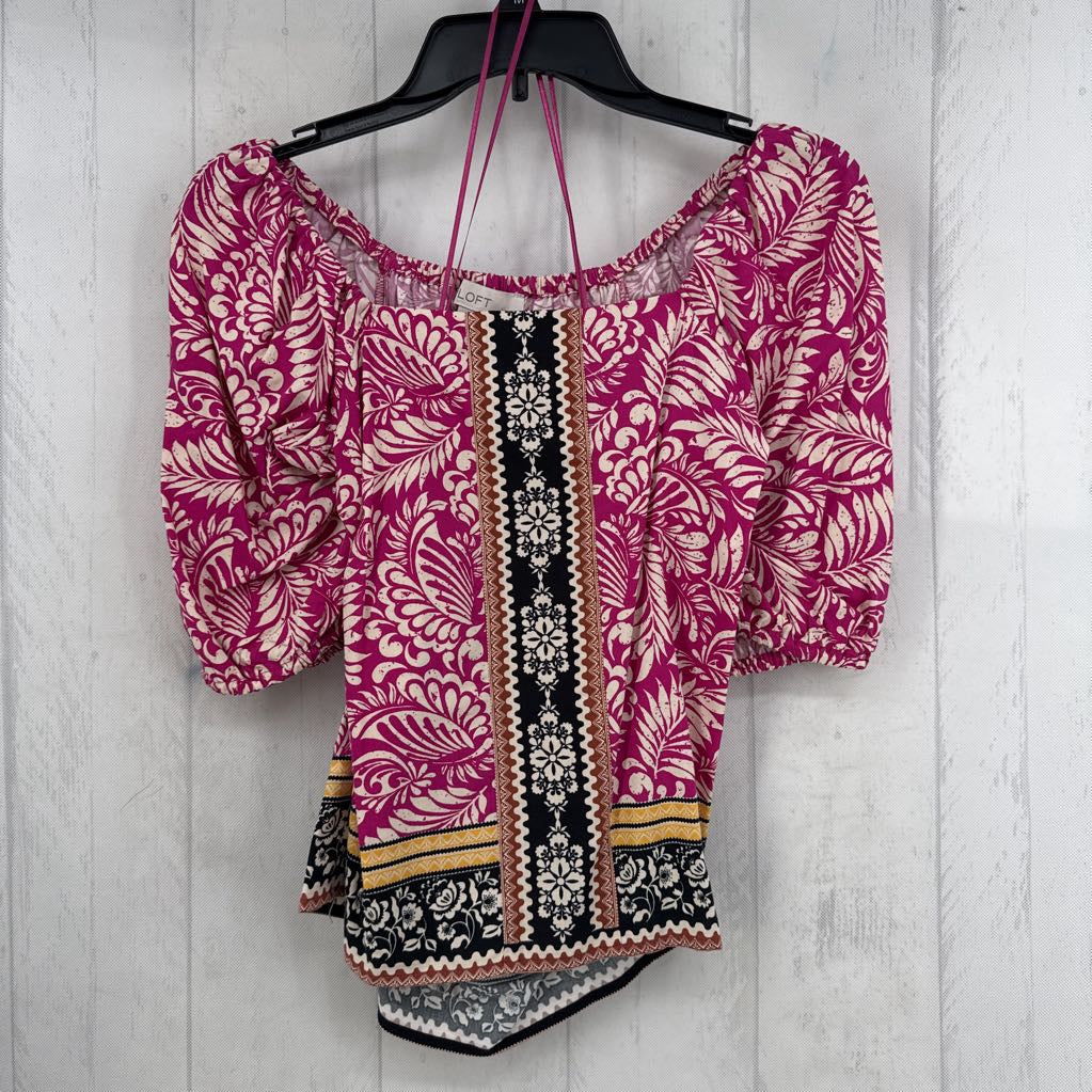 S colrful printed square neck s/s top