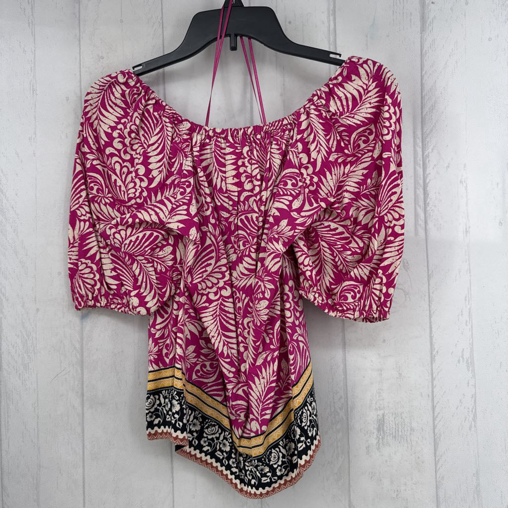 S colrful printed square neck s/s top