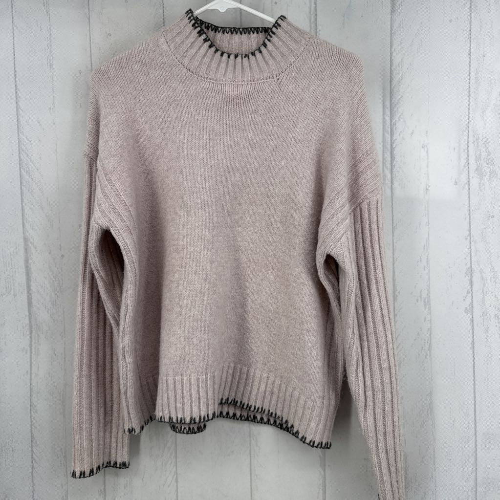 S stitched mock neck sweater