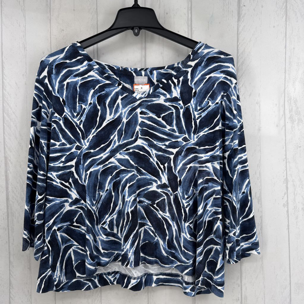 XL printed v-neck 3/4 slv tee