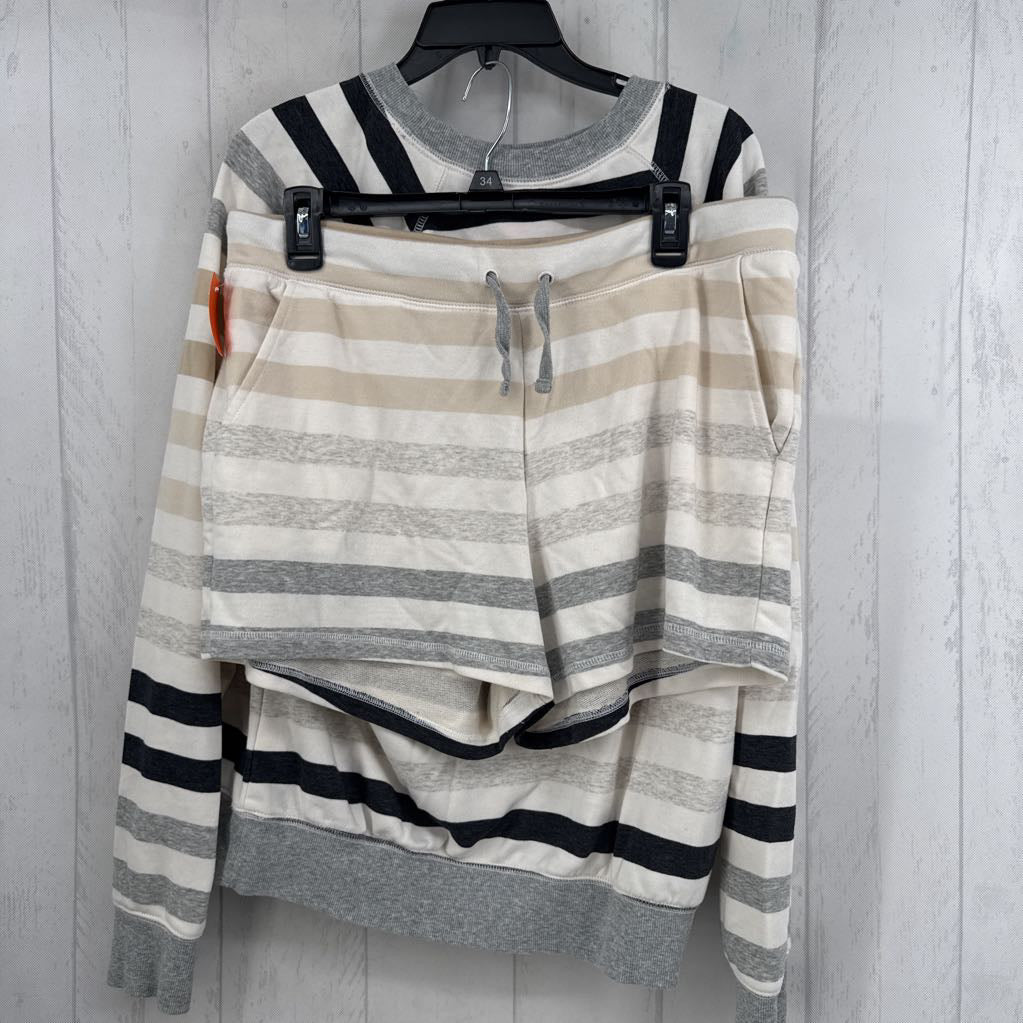 L 2pc striped shorts set
