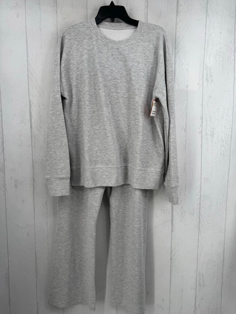 L 2pc waffle knit pant set