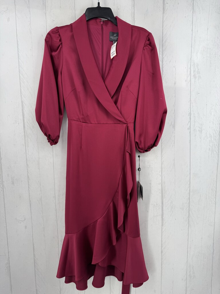 4 crossover ruffled 3/4 slv dress