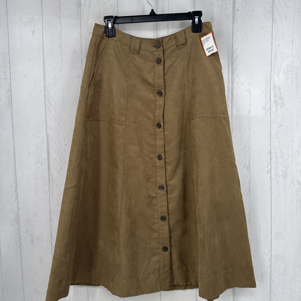 8 faux suede button down skirt