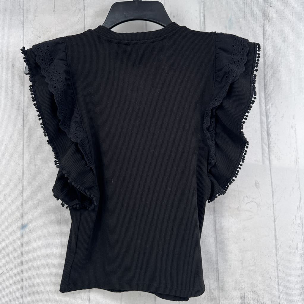 S ribbed eyelet ruffled tank