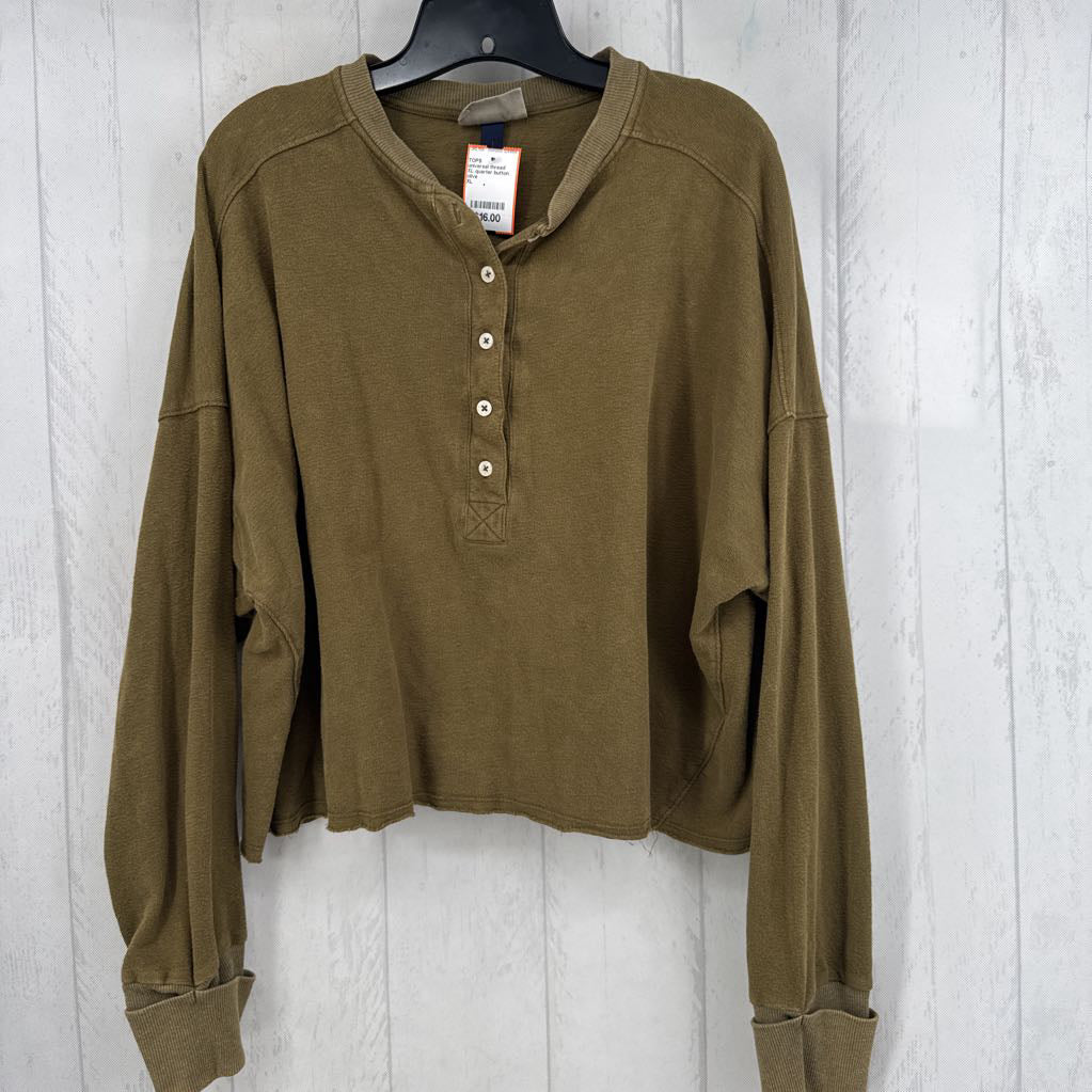 XL quarter button l/s henley