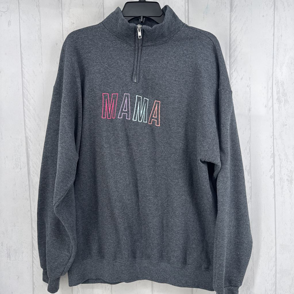 XL embroidered quarter zip sweatshirt-mama