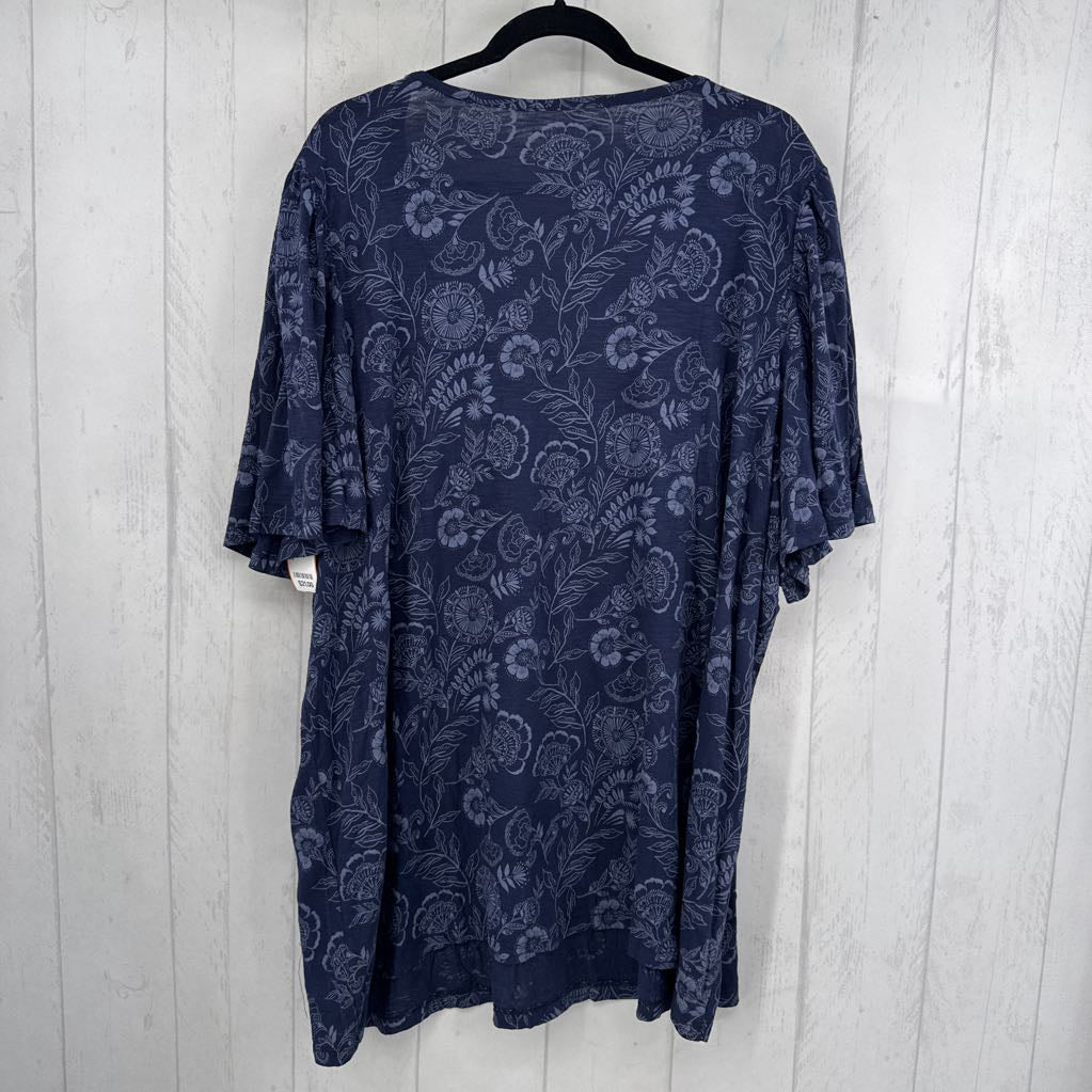 R47 26/28 flo print v-neck s/s tee