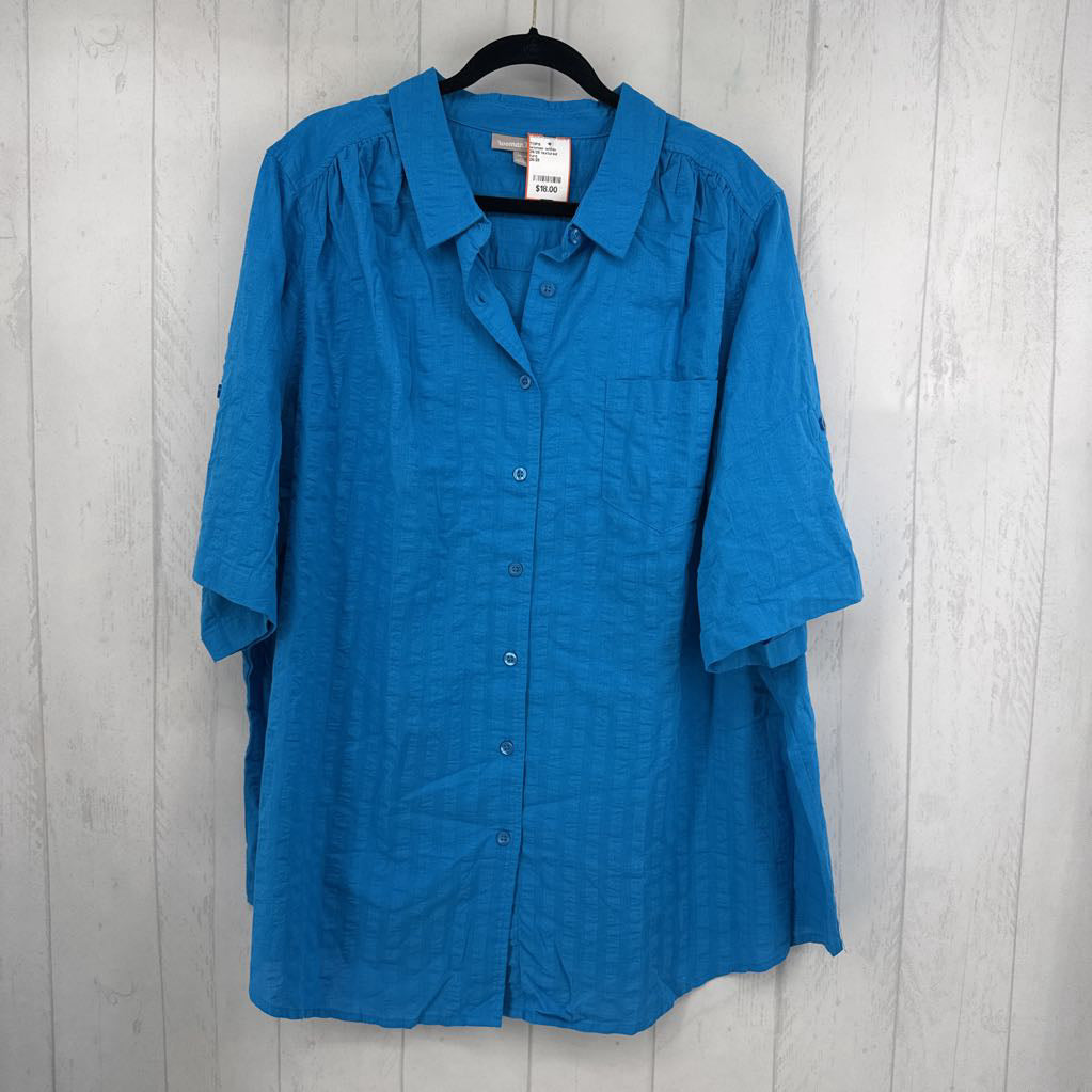 26/28 textured button down s/s top
