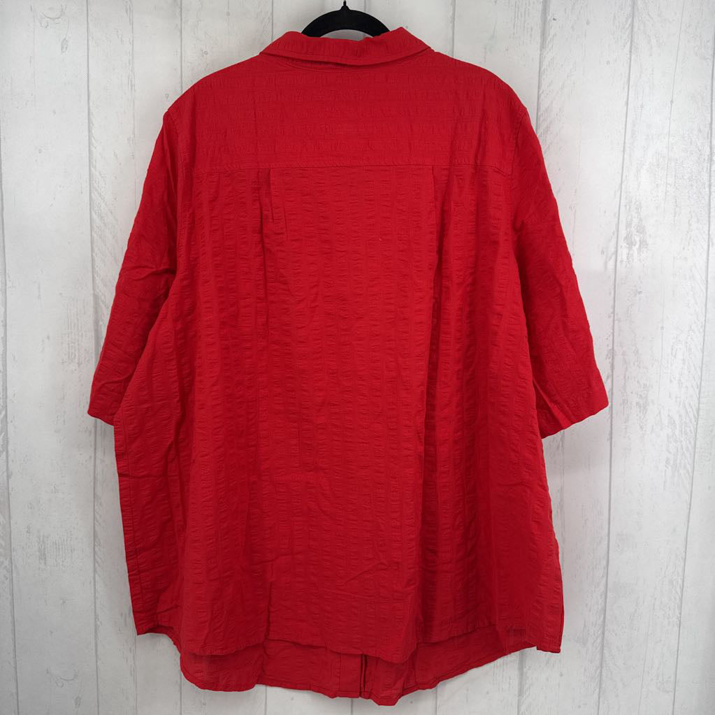26/28 textured button down s/s top