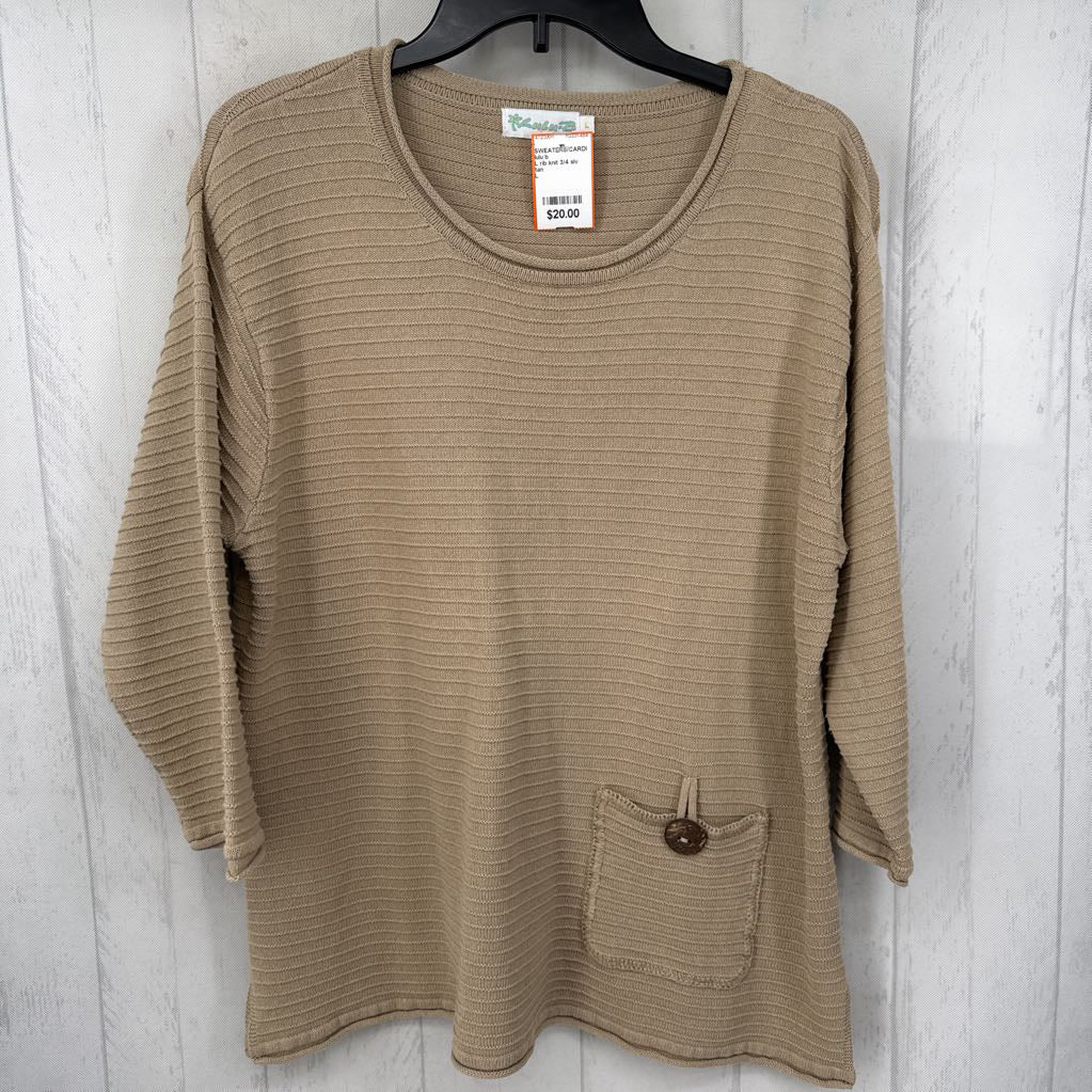 L rib knit 3/4 slv sweater