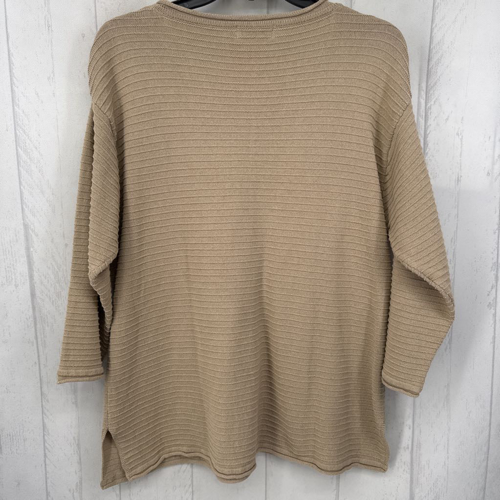 L rib knit 3/4 slv sweater