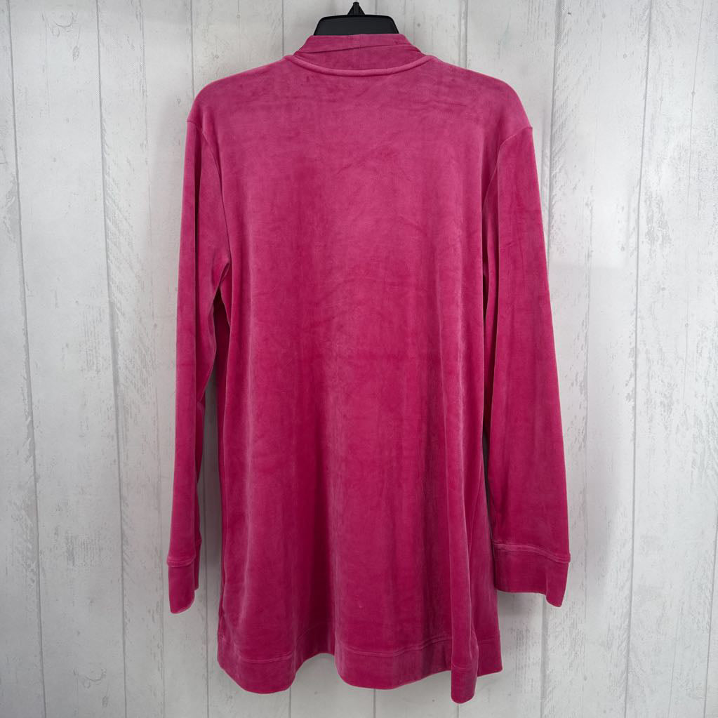 M velour open front cardi