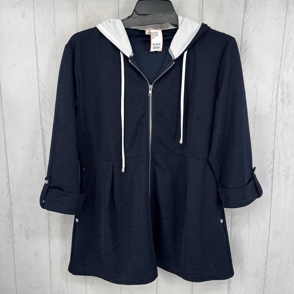 L/XL textured hooded 3/4 slv jacket