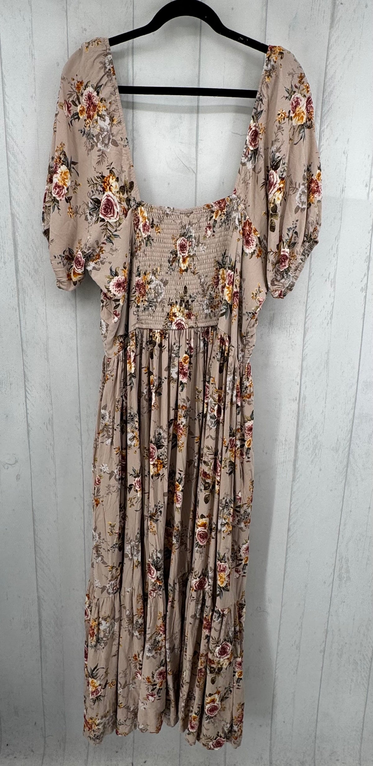 3X flo print s/s maxi dress