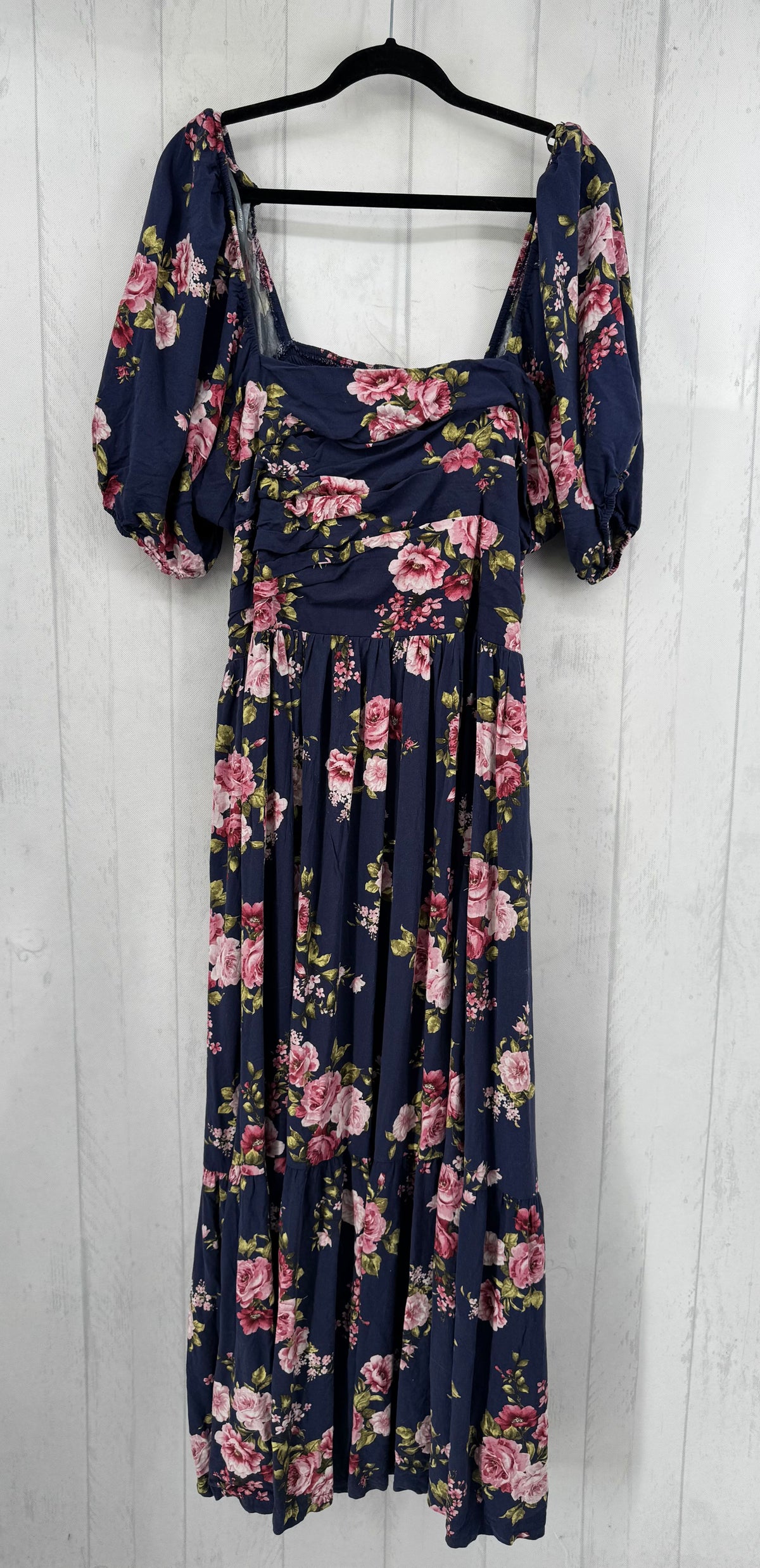 3X flo print s/s maxi dress