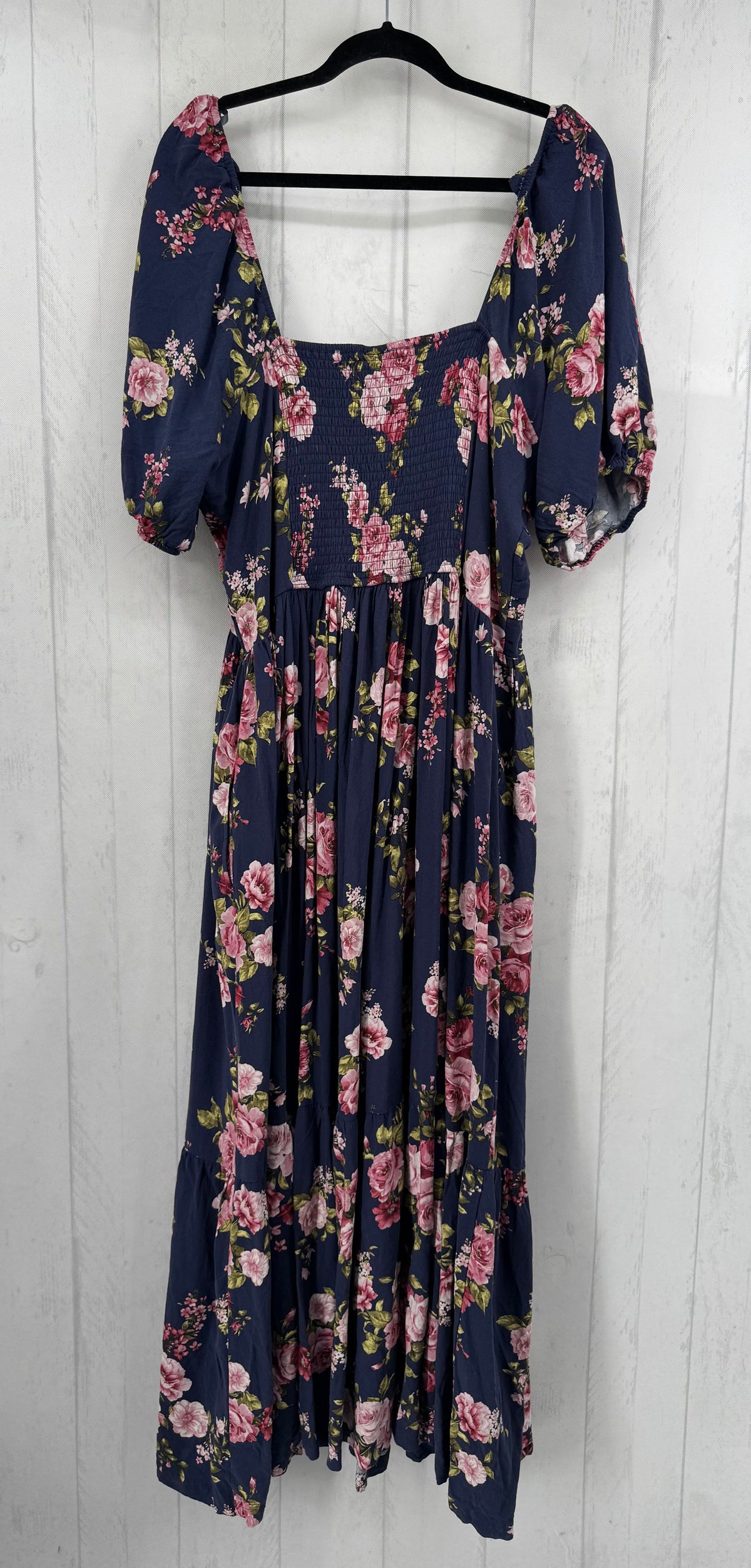 3X flo print s/s maxi dress