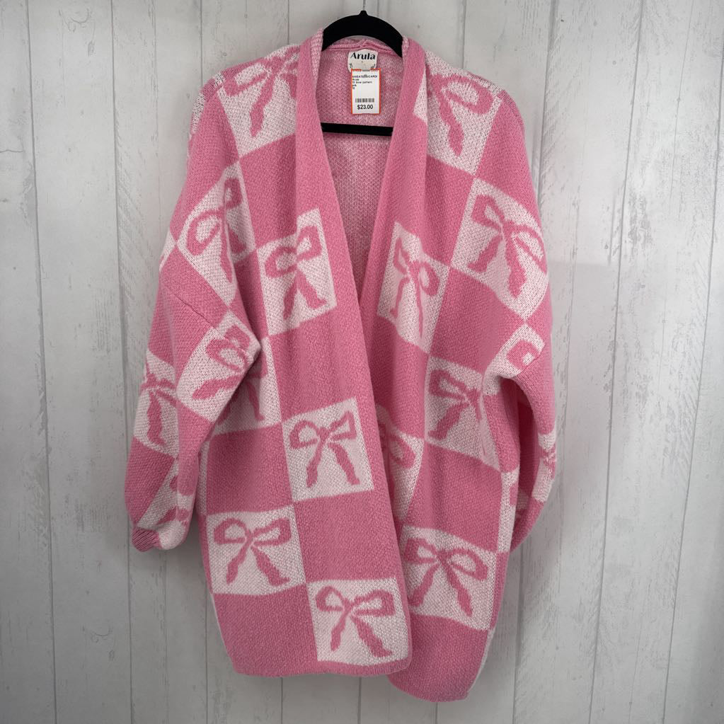 1X bow pattern open front cardi