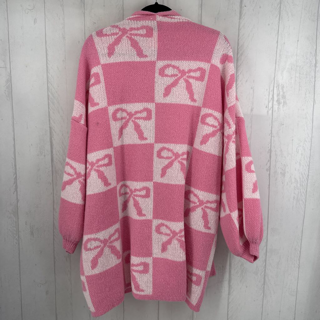 1X bow pattern open front cardi