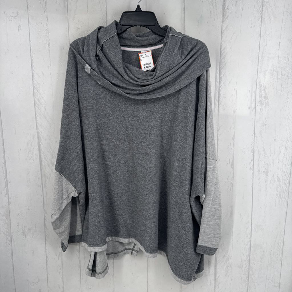 XL colorblock cowl neck l/s top