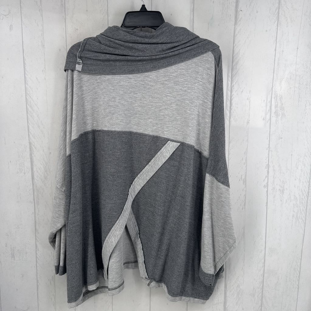 XL colorblock cowl neck l/s top