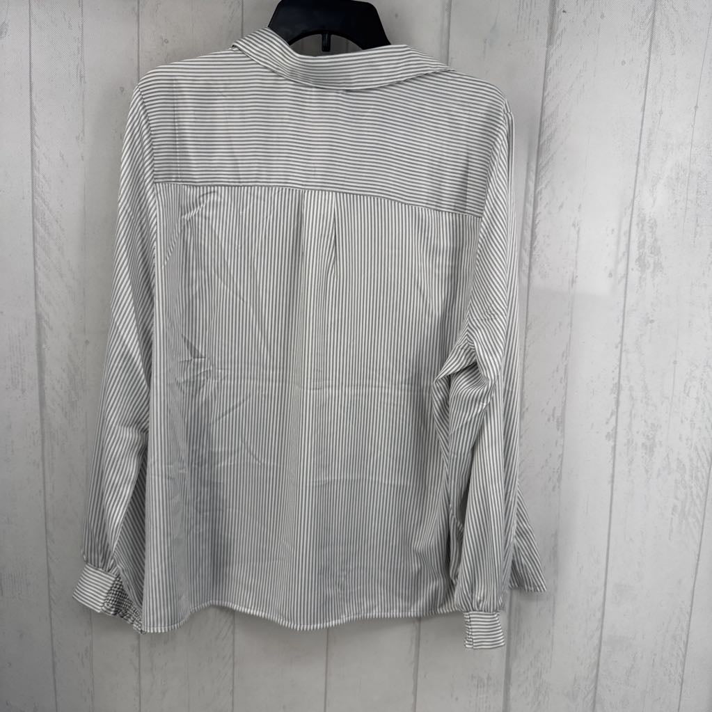 XL striped quarter button l/s top